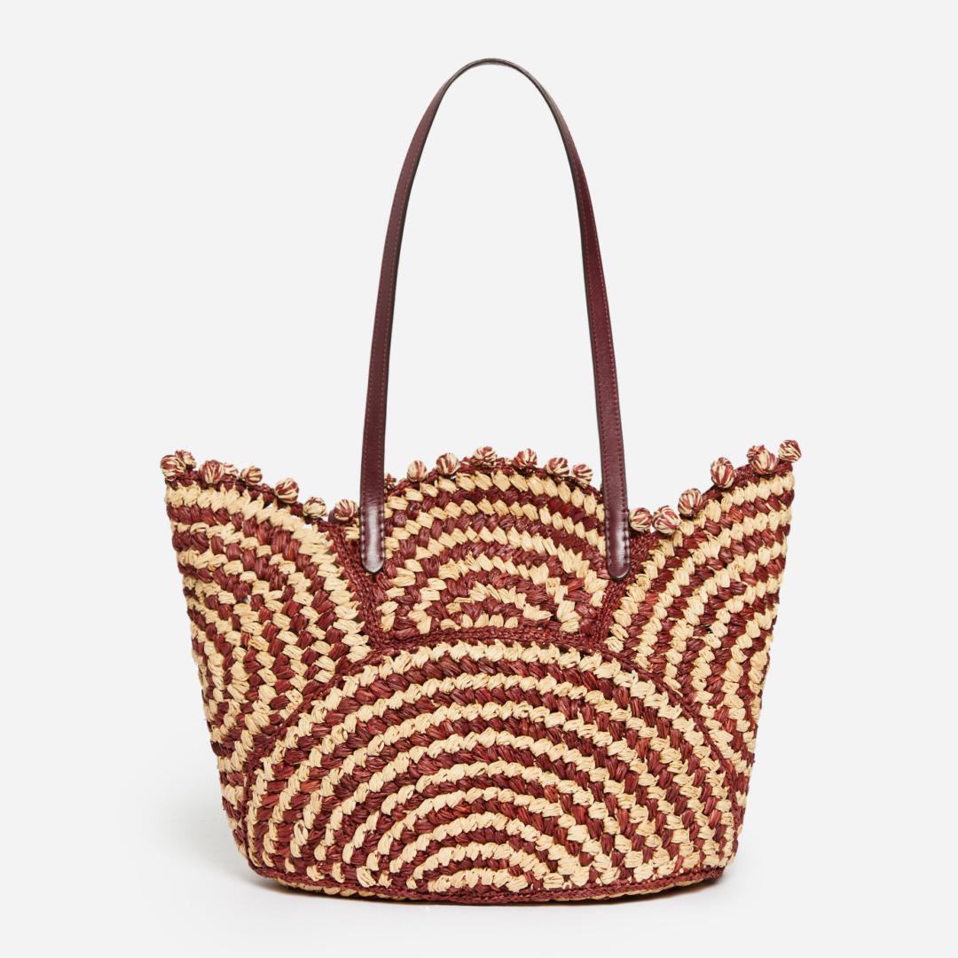 Panier Bicolore en Raphia - Bordeaux - Femme - Vanessa Bruno