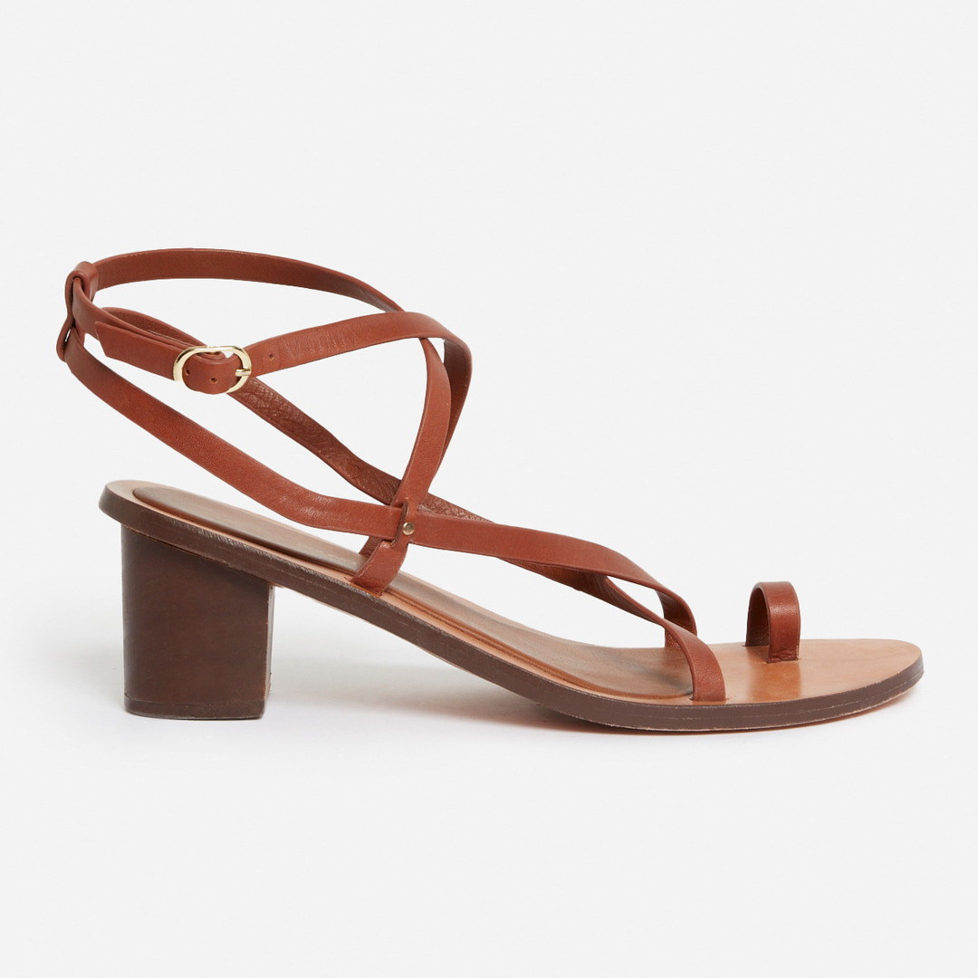 Sandales à Talons en Cuir - Cognac - Taille 37 - Vanessa Bruno