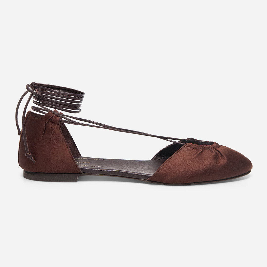 Ballerines SatinéEs à Lacets - Chocolat - Taille 39 - Vanessa Bruno-image